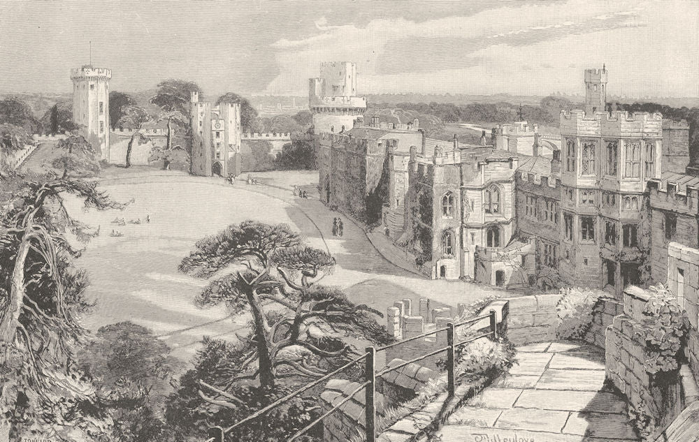 WARWICKSHIRE. Warwick Castle 1901 old antique vintage print picture